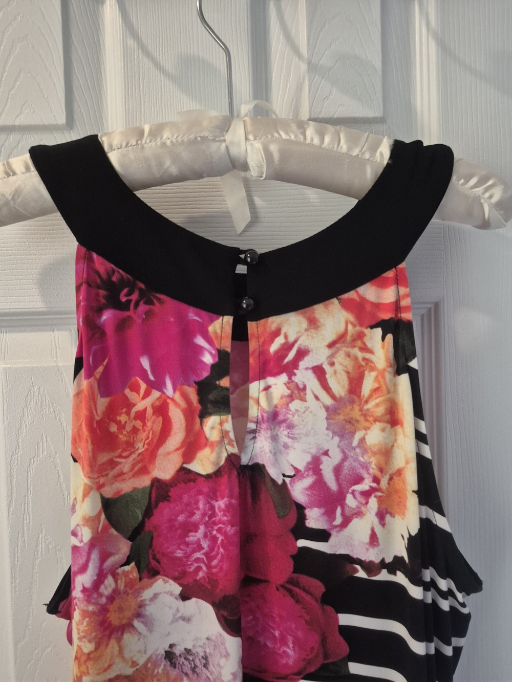 Joseph Ribkoff Floral Stripe Maxi Dress Size 18 Pink Black - Picture 5 of 8